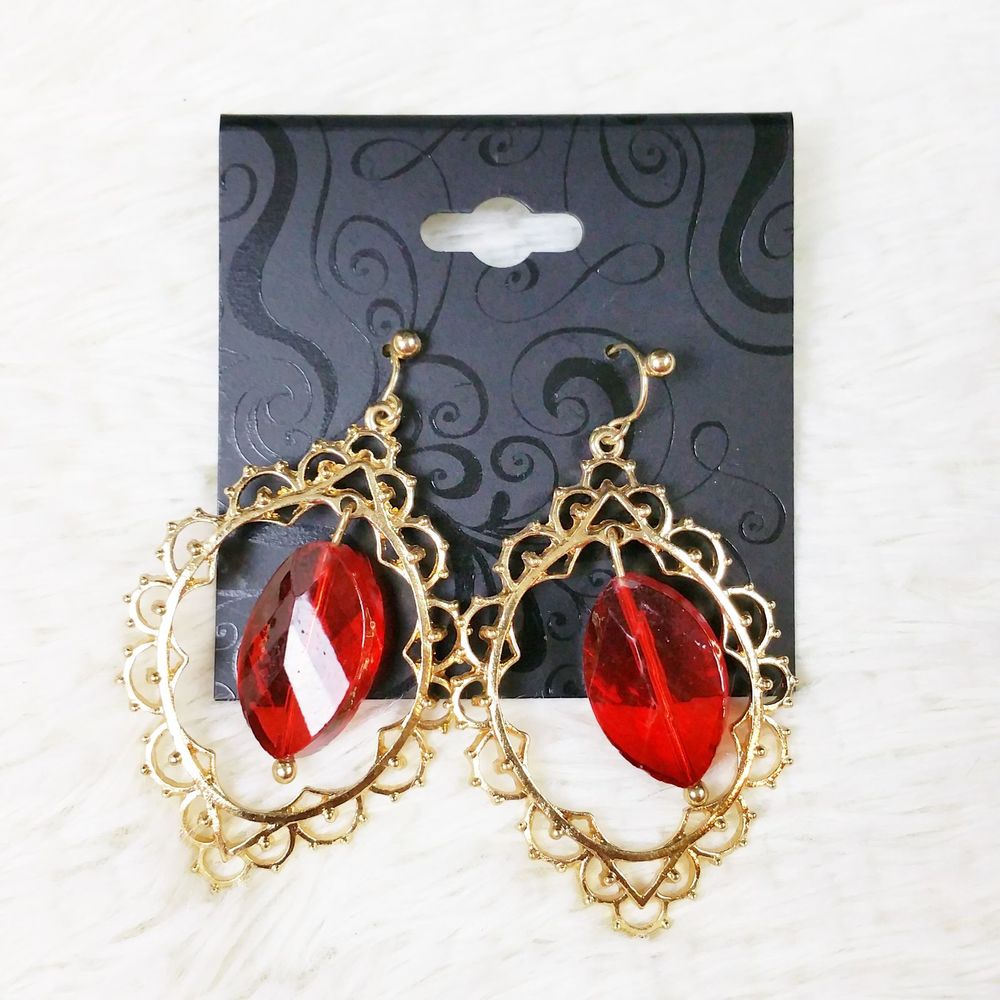 GNW Drop Dangle Earrings Red Boho Moroccan NEW